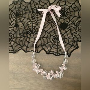 Clear Necklace Pink Ribbon Necklace